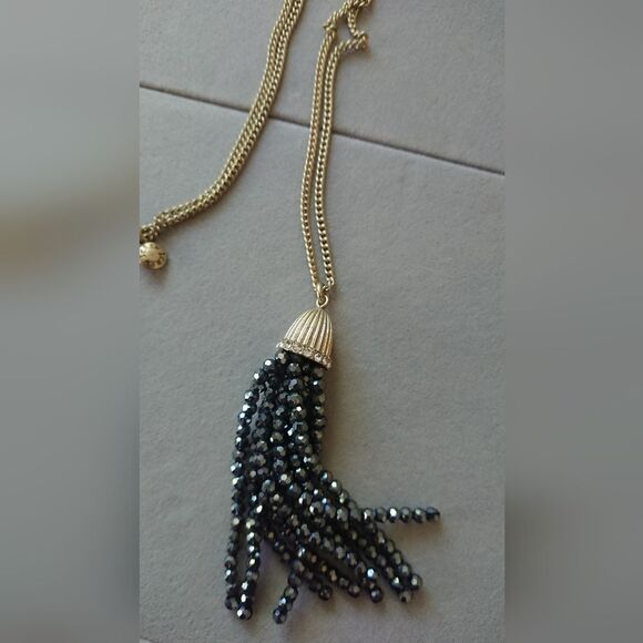 J. Crew Layer Necklace with crystal bead tassel pendant. - Picture 10 of 10